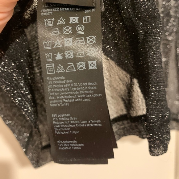 All Saints Sparkly Mock Neck See Through Top - Picture 4 of 5